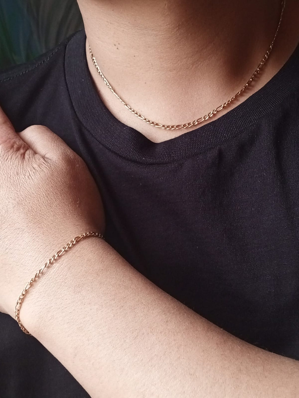 Combo Cadena Hombre 45cm +  Pulsera 17cm Tejido Cartier