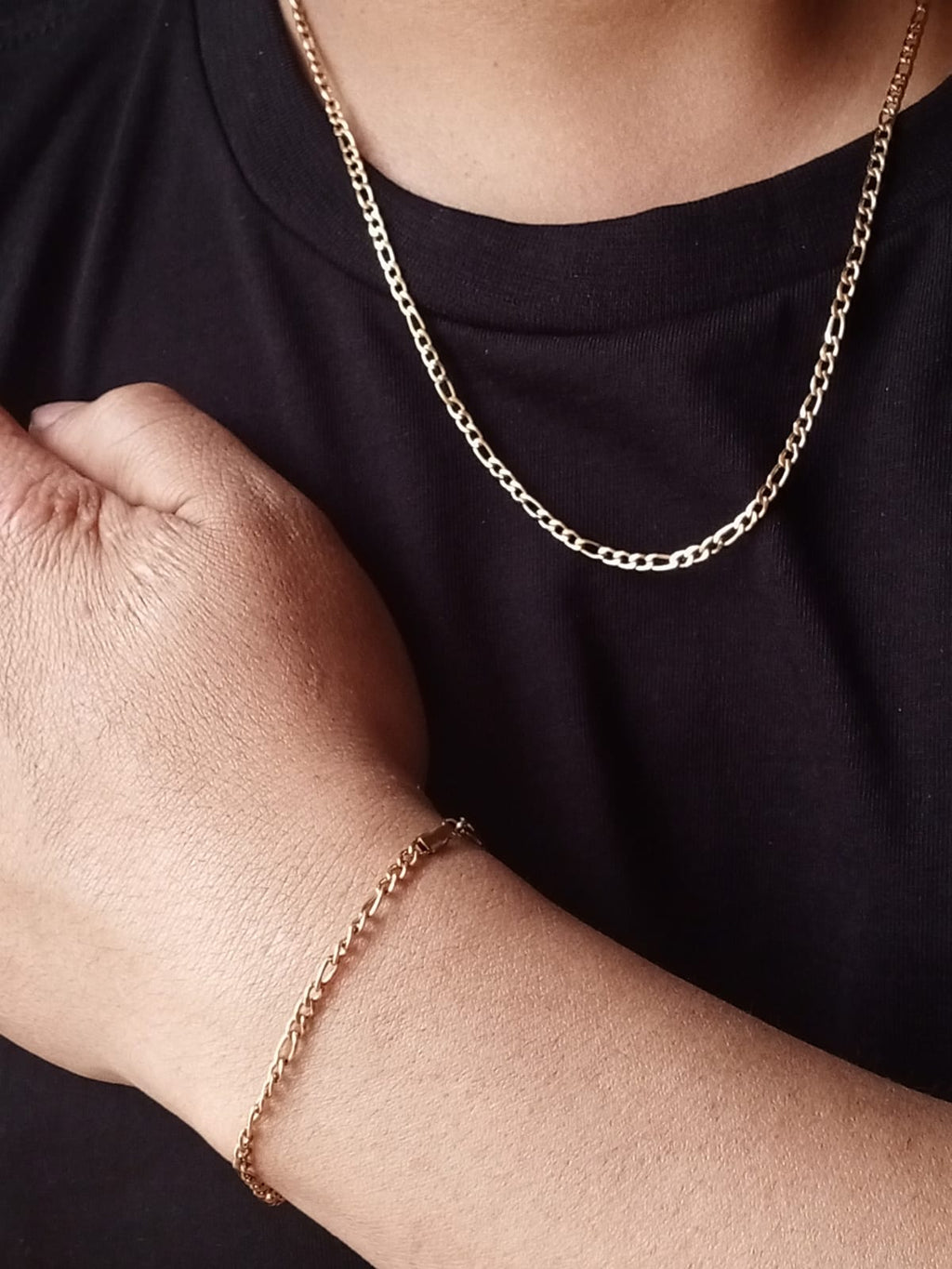 Combo Cadena Hombre 60cm +  Pulsera 17cm Tejido Cartier