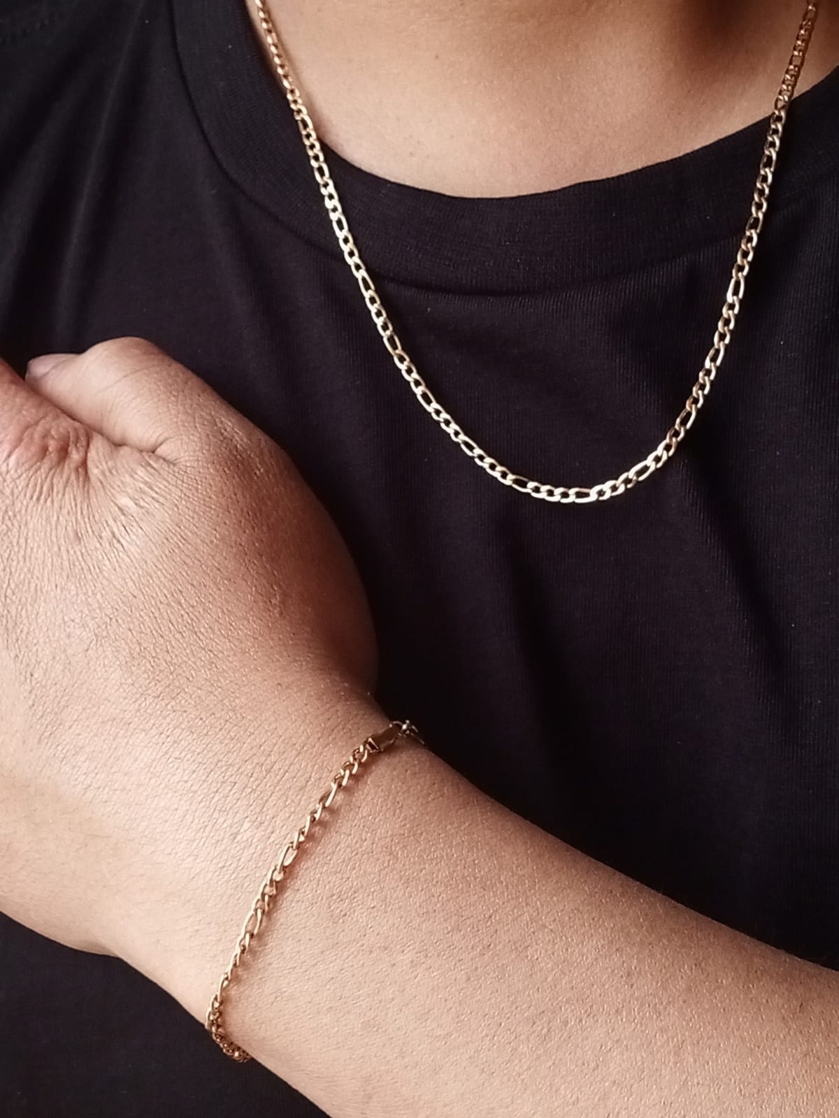 Combo Cadena Hombre 60cm +  Pulsera 17cm Tejido Cartier