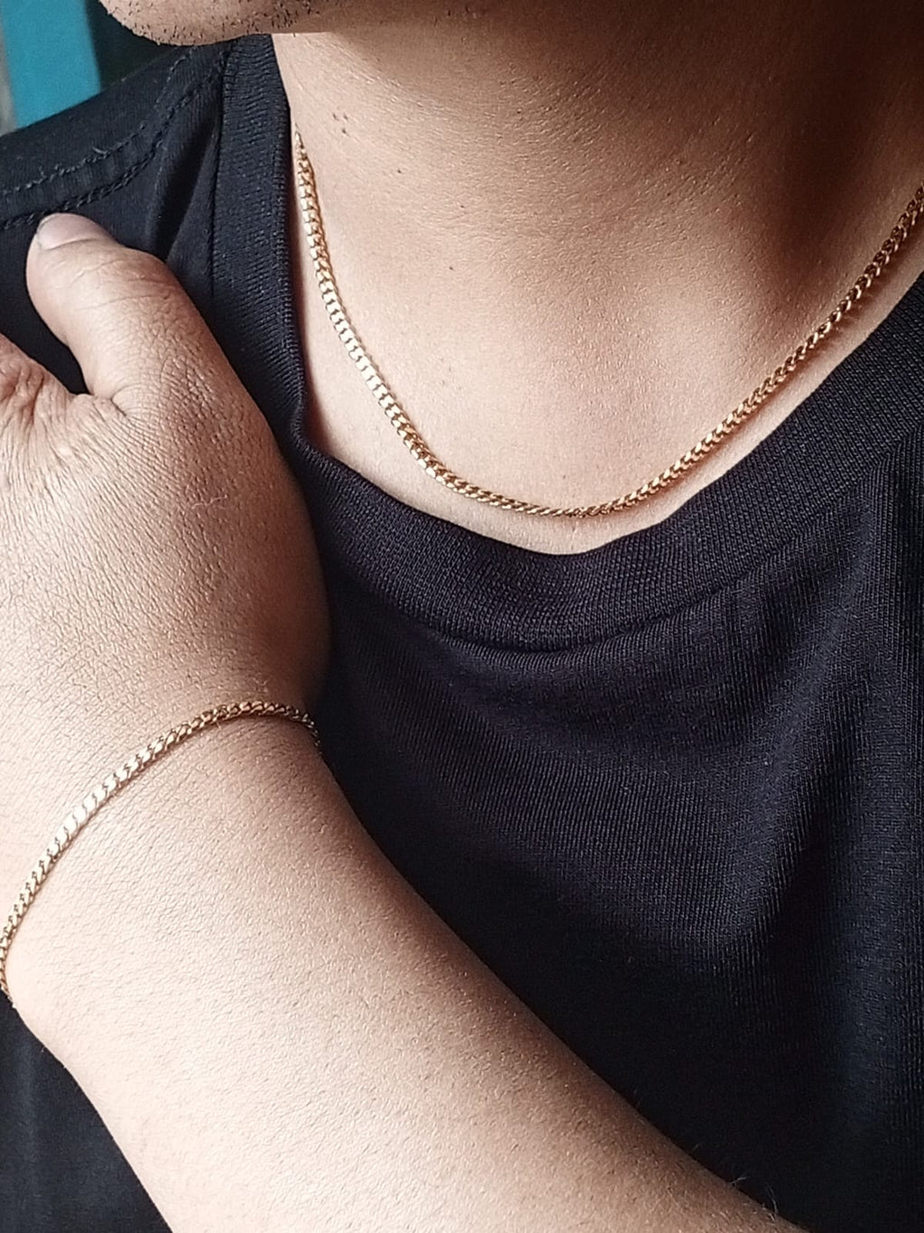 Combo Cadena Hombre 45cm +  Pulsera 17cm Tejido Cubano