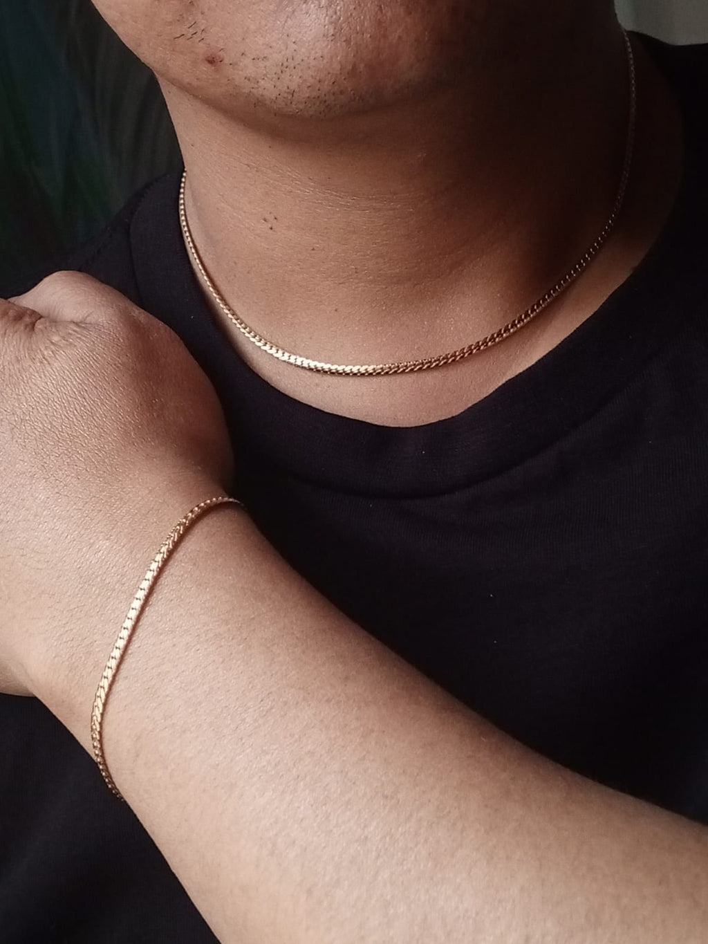 Combo Cadena Hombre 45cm +  Pulsera 17cm Tejido Grabado